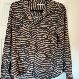 Joie Silky Pink and Black Zebra Patterned Blouse